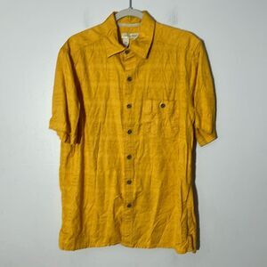 Territory Ahead 100% Cotton Yellow Short Sleeve Button Up Shirt Men's L
